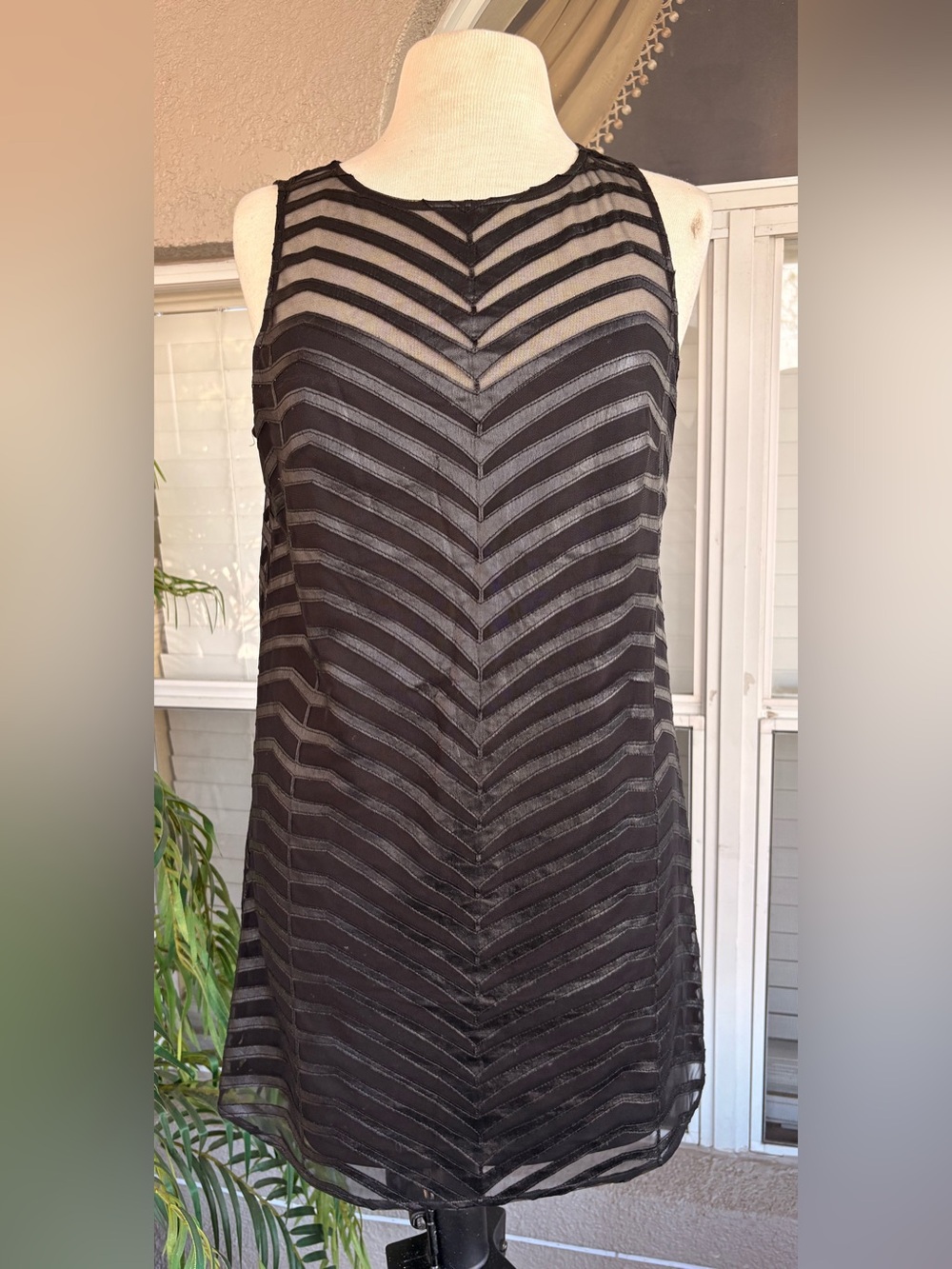 Guess Black Chevron Stripe Midi Dress